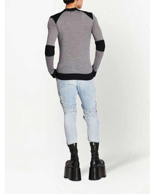 Balmain Gray Sweater With Logo for men
