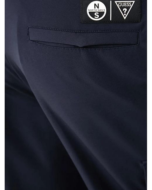 Guess Blue X North Sails Logo-Patch Cargo Pants for men