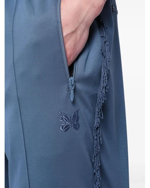 Needles Blue Fringe-Detail Pants for men