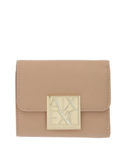 ARMANI EXCHANGE Natural Amy Logo-Plaque Pebbled-Effect Wallet