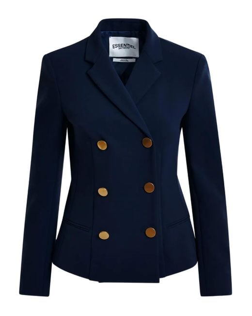 Essentiel Antwerp Blue Irtha Double-Breasted Blazer