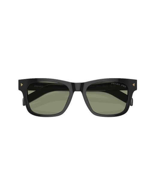 Prada Green Logo-engraved Square-frame Sunglasses for men