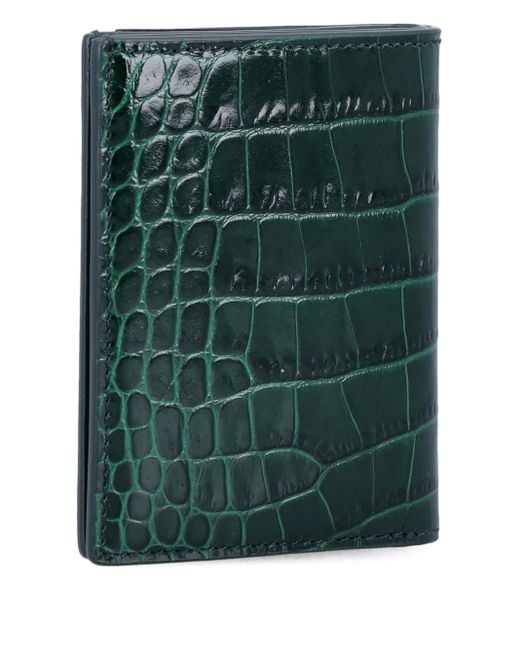 Crocodile-Effect Card Holder di Tom Ford in Green da Uomo