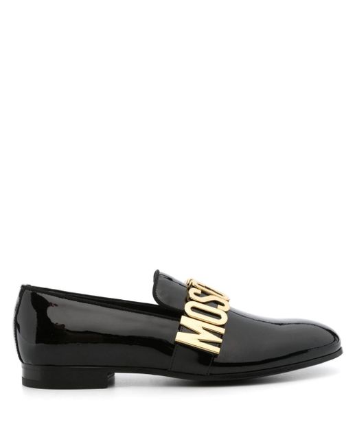 Moschino Lackleder-Loafer mit Logo-Detail in Black für Herren