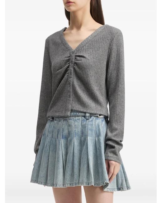 B+ AB Gray Ribbed Buttoned Cardigan