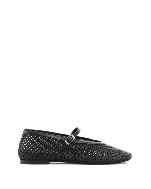 Poeve White Woven Buckle Ballet Flats