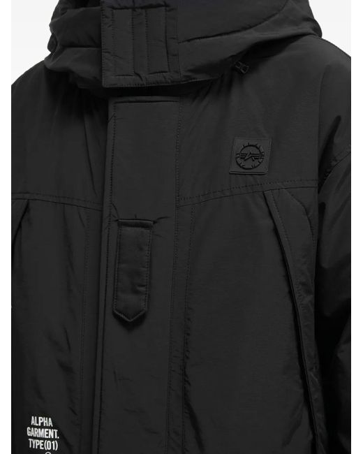 Alpha Industries Black Hooded Padded Jacket for men