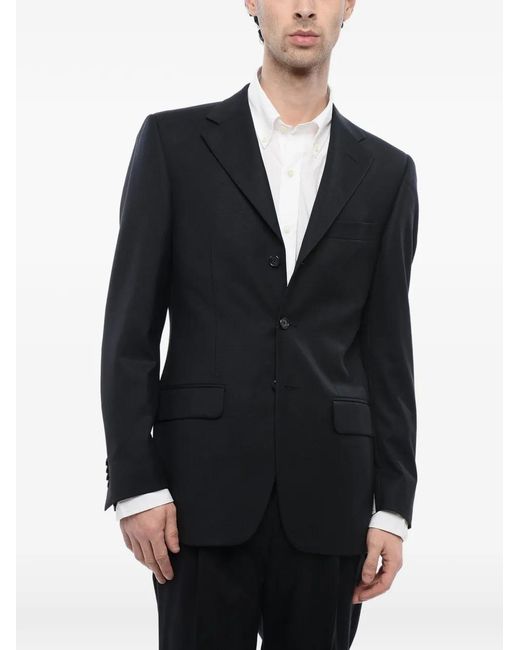 Corneliani Black Single-Breasted Wool Blazer for men