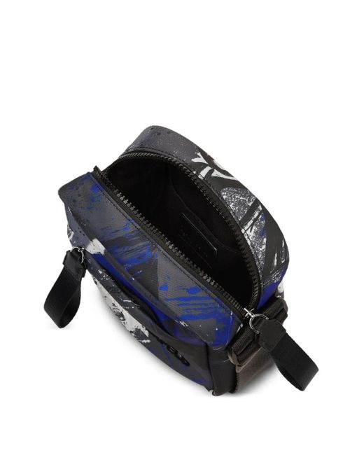 Karl Lagerfeld Black Graffiti-Print Messenger Bag for men