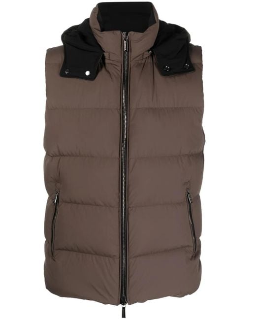 Moorer Brown High-Neck Padded Gilet for men