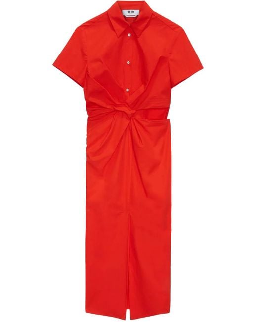 MSGM Red Cut-Out Shirtdress