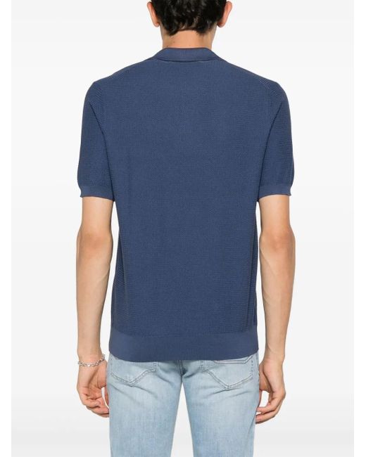 Tagliatore Blue Paco Split-Neck Polo Shirt for men