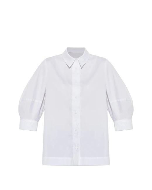 Munthe White Nust Embroidered Puff-Sleeve Shirt