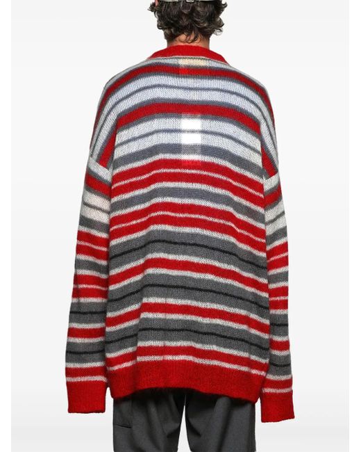Marni Red Striped V-Neck Cardigan for men