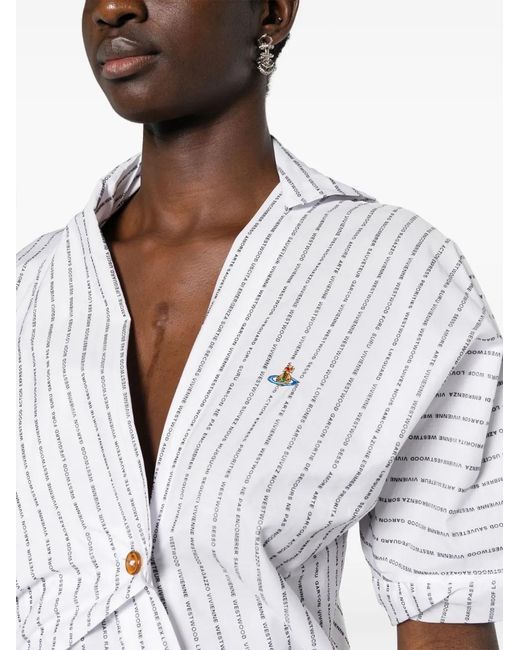 Vivienne Westwood White Logo-Striped Asymmetric Dress