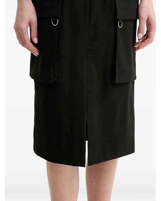 Guess Black Flap-Pocket Midi Skirt