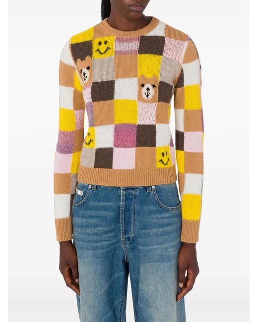 Moschino Yellow Patchwork Sweater