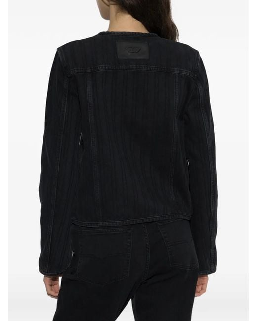 DIESEL Black De-Grafy Pinstripe Denim Jacket