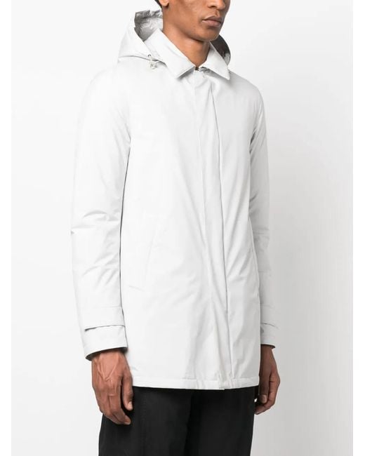 Herno White Detachable-Hood Feather-Down Jacket for men