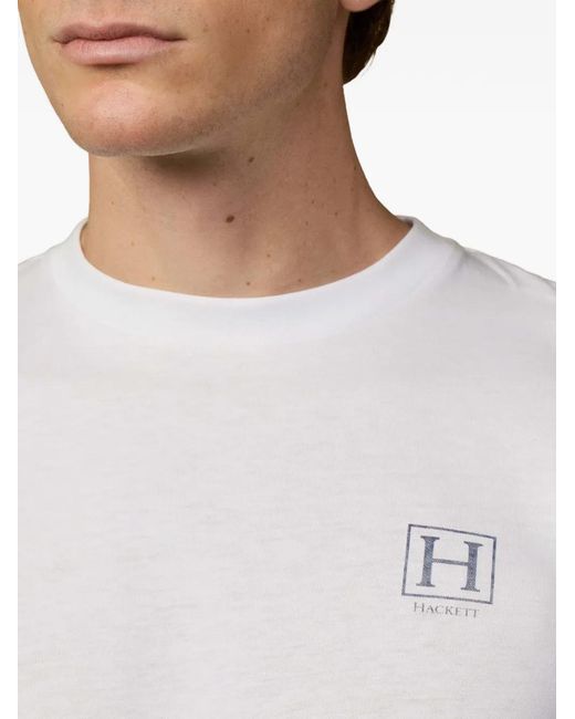 Hackett White Logo-Print Cotton T-Shirt for men