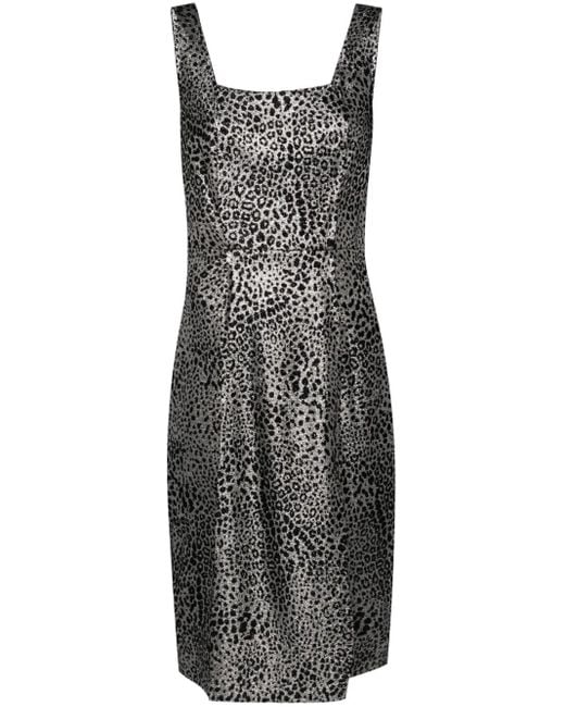 Vestido midi con motivo animalier en jacquard Genny de color Black