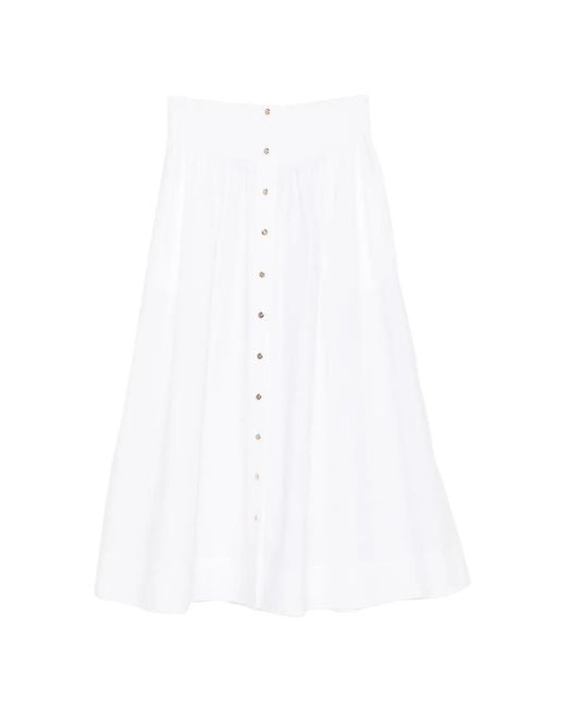 Tory Burch White Romy Smocked-Waist Skirt