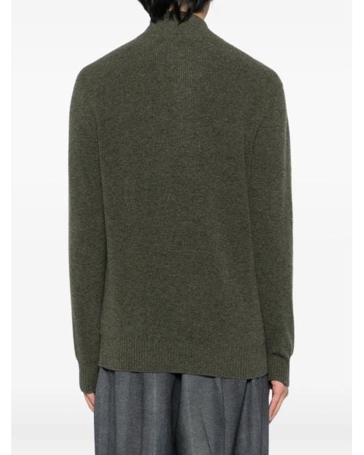 N.Peal Cashmere Green Temple Jacquard Sweater for men