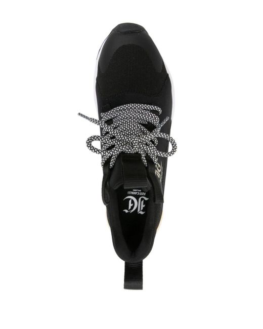 Just Cavalli Black Panelled Lace-up Sneakers
