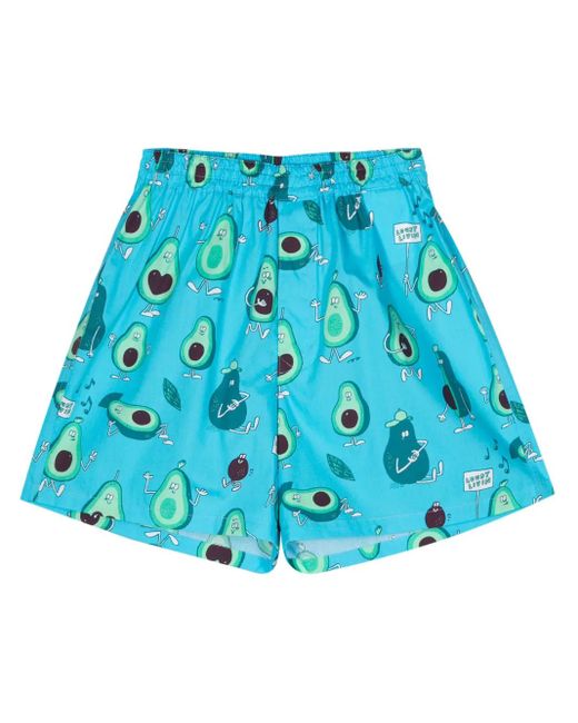 Junya Watanabe Katoenen Shorts Met Print in het Blue voor heren