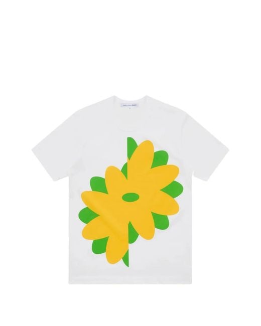 Comme des Garçons White Floral-Print T-Shirt for men