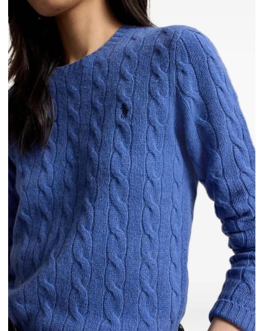 Polo Ralph Lauren Blue Cable-Knit Logo-Embroidered Sweater