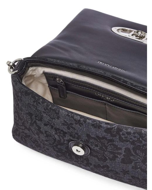 Liu Jo Black Sac La Puffy Médium En Jean Imprimé