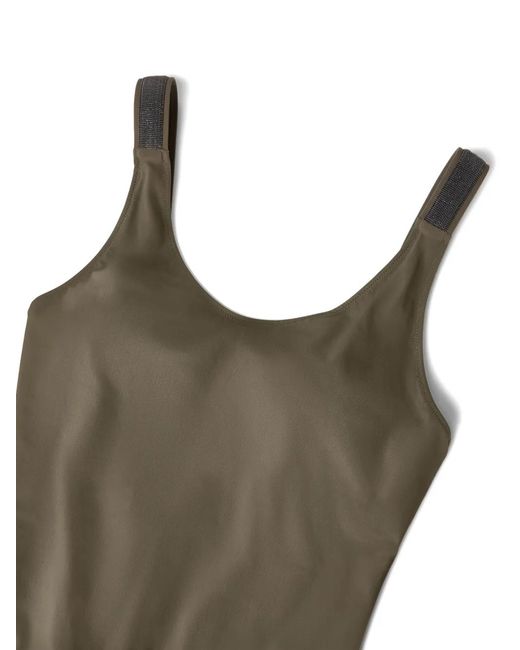 Brunello Cucinelli Green Embellished Strap Swimsuit