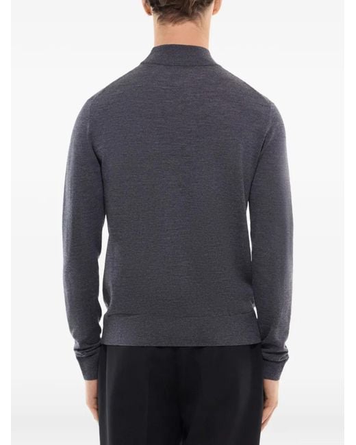 Fursac Blue High-Neck Wool Sweater for men