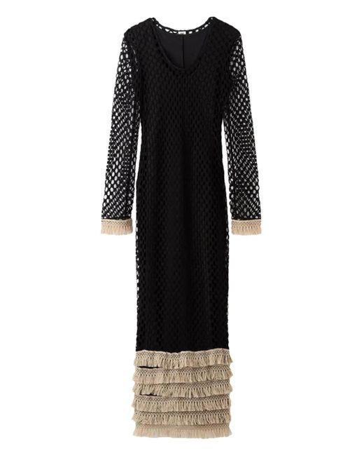 By Malene Birger フリンジ マキシドレス Black