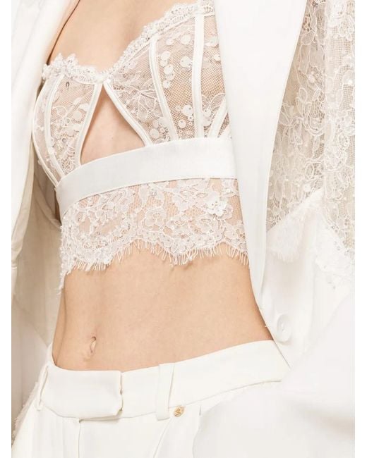 Nissa White Lace-Insert Blazer