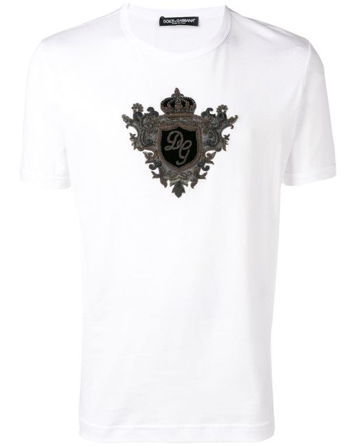 T-shirt con stemma logo di Dolce & Gabbana in White da Uomo