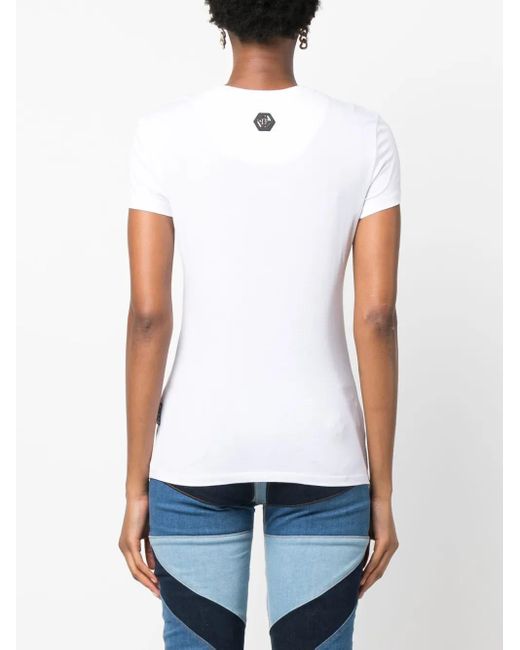 Philipp Plein White Sexy Pure Fit Logo-Appliqué T-Shirt