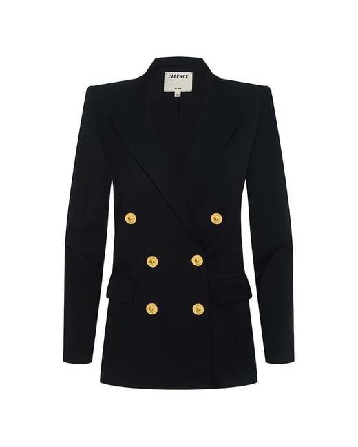 L'Agence Black Double-Breasted Oversized Blazer