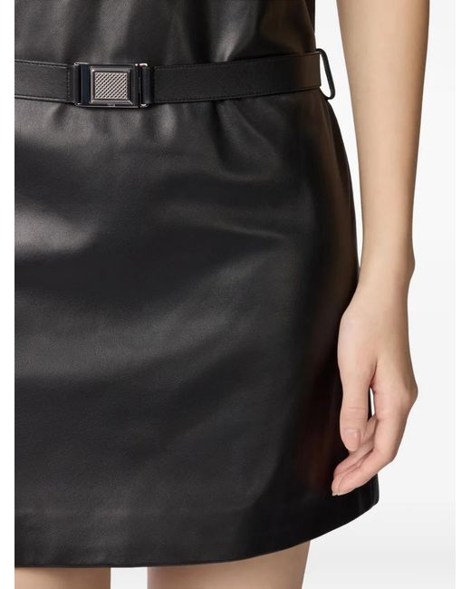 Tod's Black Belted Leather Mini Dress
