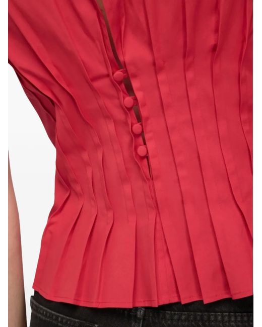Semicouture Red Pleated Top