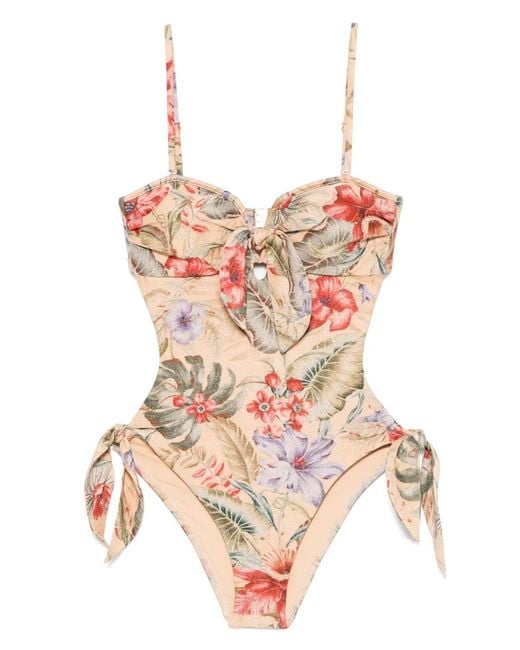 Zimmermann Pink Coco Scarf Tie Swimsuit