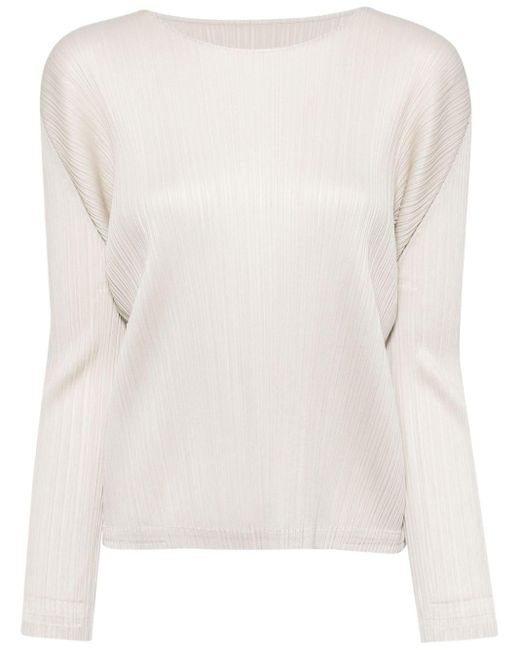 Pleats Please Issey Miyake February Pleated Top Natural