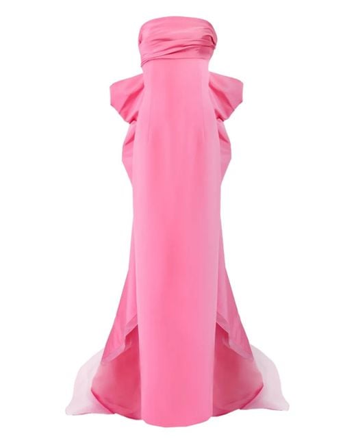 Carolina Herrera Pink Strapless Bow-Back Column Gown