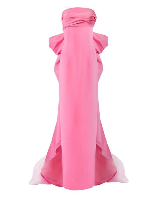Carolina Herrera Pink Strapless Bow-Back Column Gown