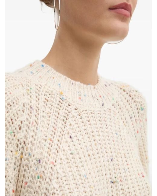 Desigual White Gerippter Confetti Pullover