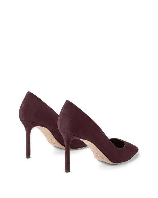 Jimmy Choo 85 Mm Romy Suède Pumps Met Puntige Neus in het Purple