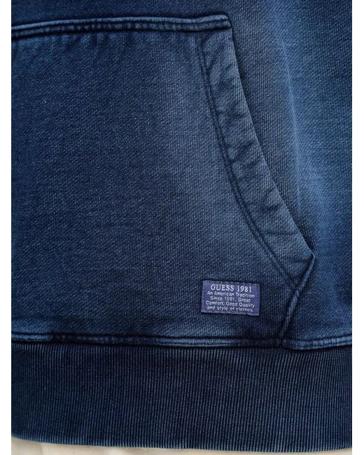 Guess Blue Faded-Effect Drawstring Hoodie for men