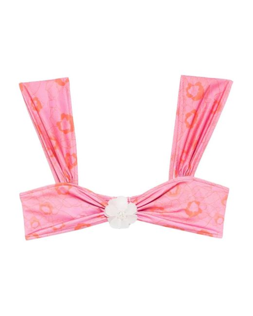 Roberta Einer X Kiss 'N Thrill Nikita Bikinitop Met Bloemenpatch in het Pink