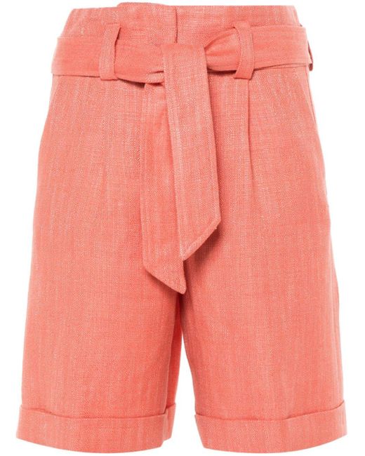 Peserico Pink Mélange Linen Shorts